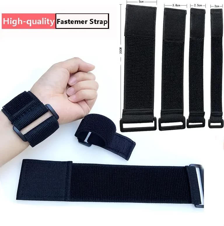 5 pieces customizable elastic bands with reverse buckle in nylon elastic band magic ring hook straps for cables fastener adhesive with sticky hook