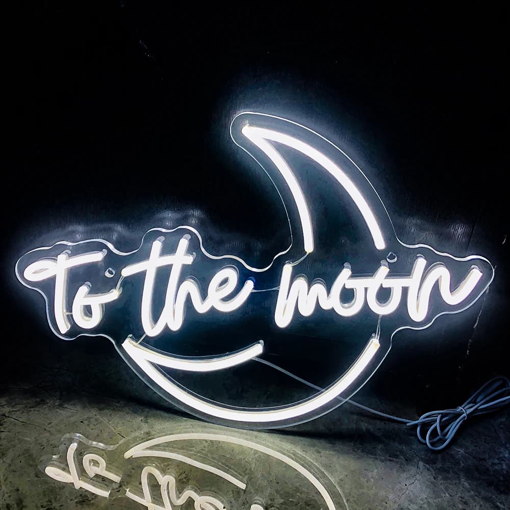 To The Moon Insegna al neon Luci a LED Arredamento della stanza per la camera da letto Decorazione da appendere alla parete Alimentata tramite USB Decorazione con logo artistico per feste per bambini