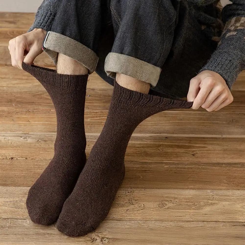 Calzini in misto lana Calzini ispessiti in misto lana da uomo Calzini elasticizzati caldi per stivali invernali Polsino elastico Lavoro escursionistico casual per l'uso quotidiano