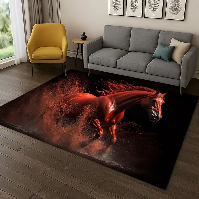 Horse Pentium Steed Animal Cartoon Carpet Rug for Bedroom Living Room Sofa Playroom Doormat Home Decor,Kid Area Rug Non-slip