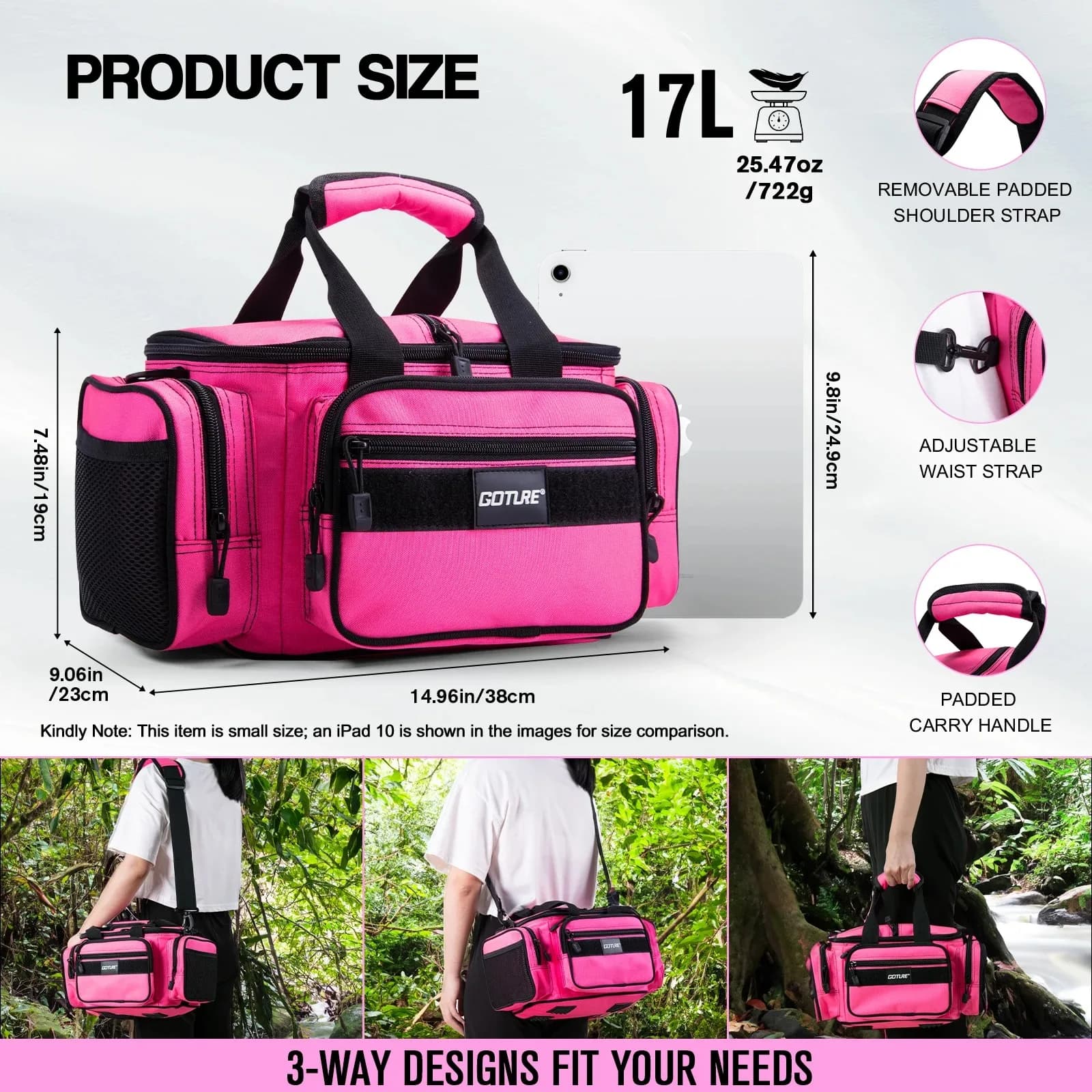 Kit di Attrezzatura da Pesca Goture con Canna Telescopica 1.8-2.7m, Mulinello Spinning e Tutti gli Accessori, Scatola Porta Attrezzi e Borsa, Perfetto per la Pesca in Lago e Fiume