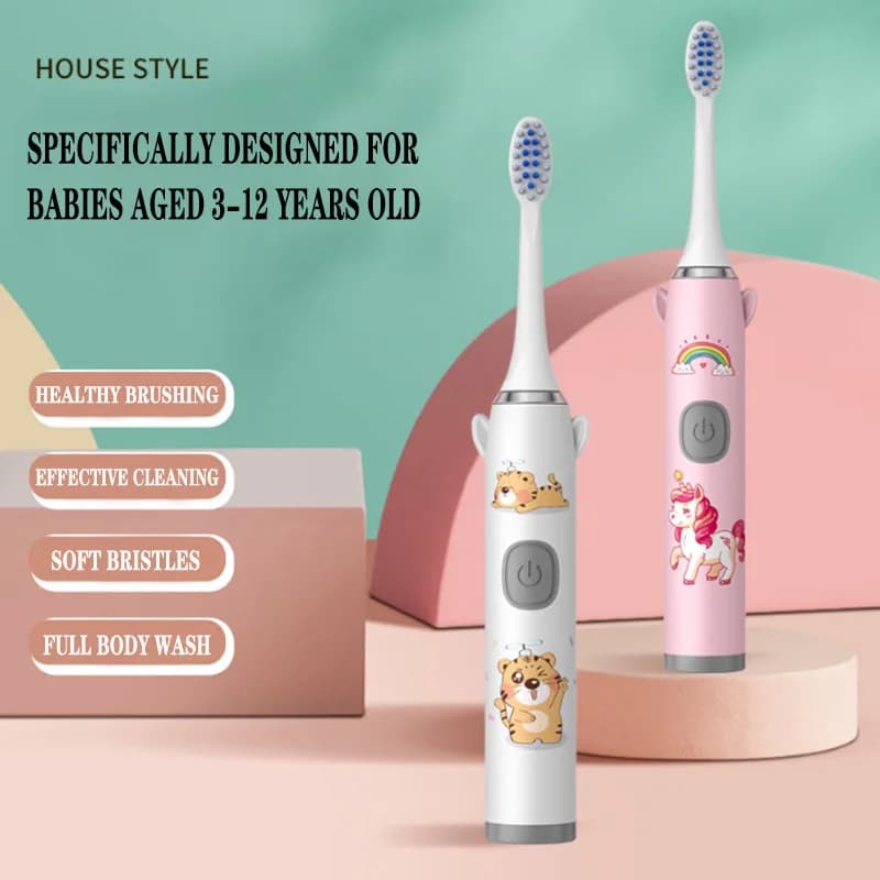 E6 Spazzolino da denti per BAMBINI Ali Cartoon Spazzolino sonico Spazzolino elettrico a setole morbide (batterie non incluse)