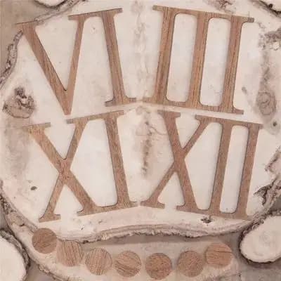 Set di Numeri Romani in Legno per Orologio, Kit Fai-da-Te per Riparazione Orologi da Parete, Accessori e Lancette di Ricambio