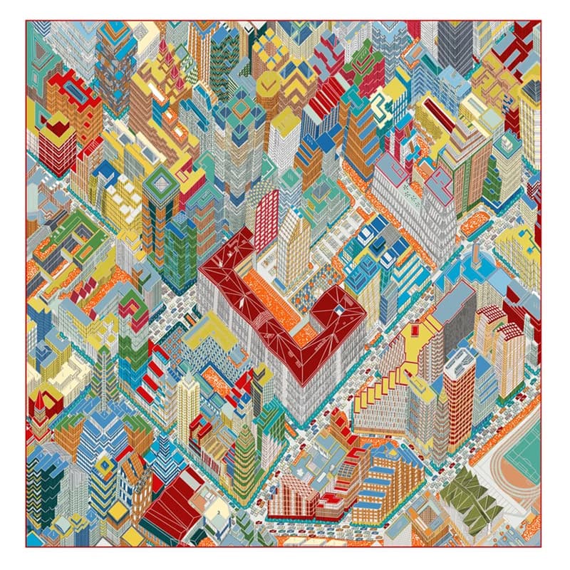 Women's Silk Scarf Magic City Print Square Scarves Head Echarpes Silk Scarves Women Wraps Beach Shawl Bandana Lady Hijabs 90CM