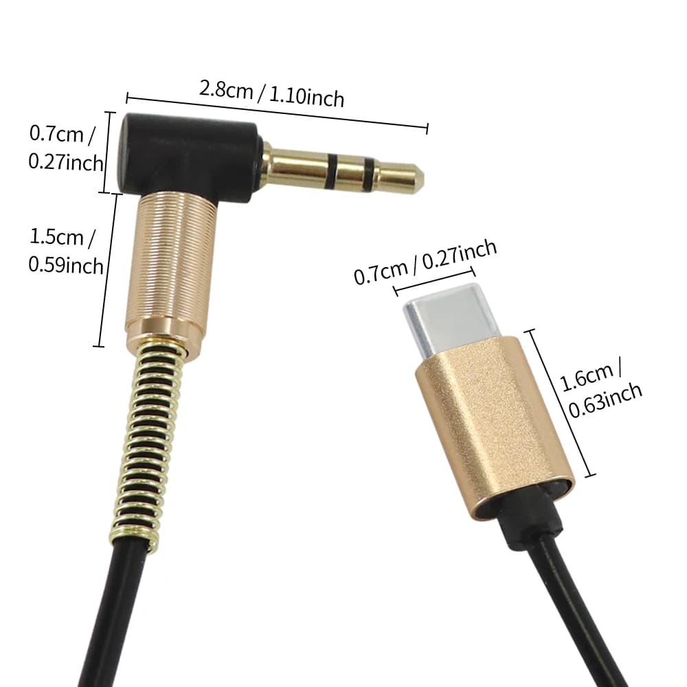Cavo audio telescopico a molla curva da USB-C a 3,5 Adattatore cavo AUX per auto Cavo audio digitale per tablet telefono Collegare all'altoparlante
