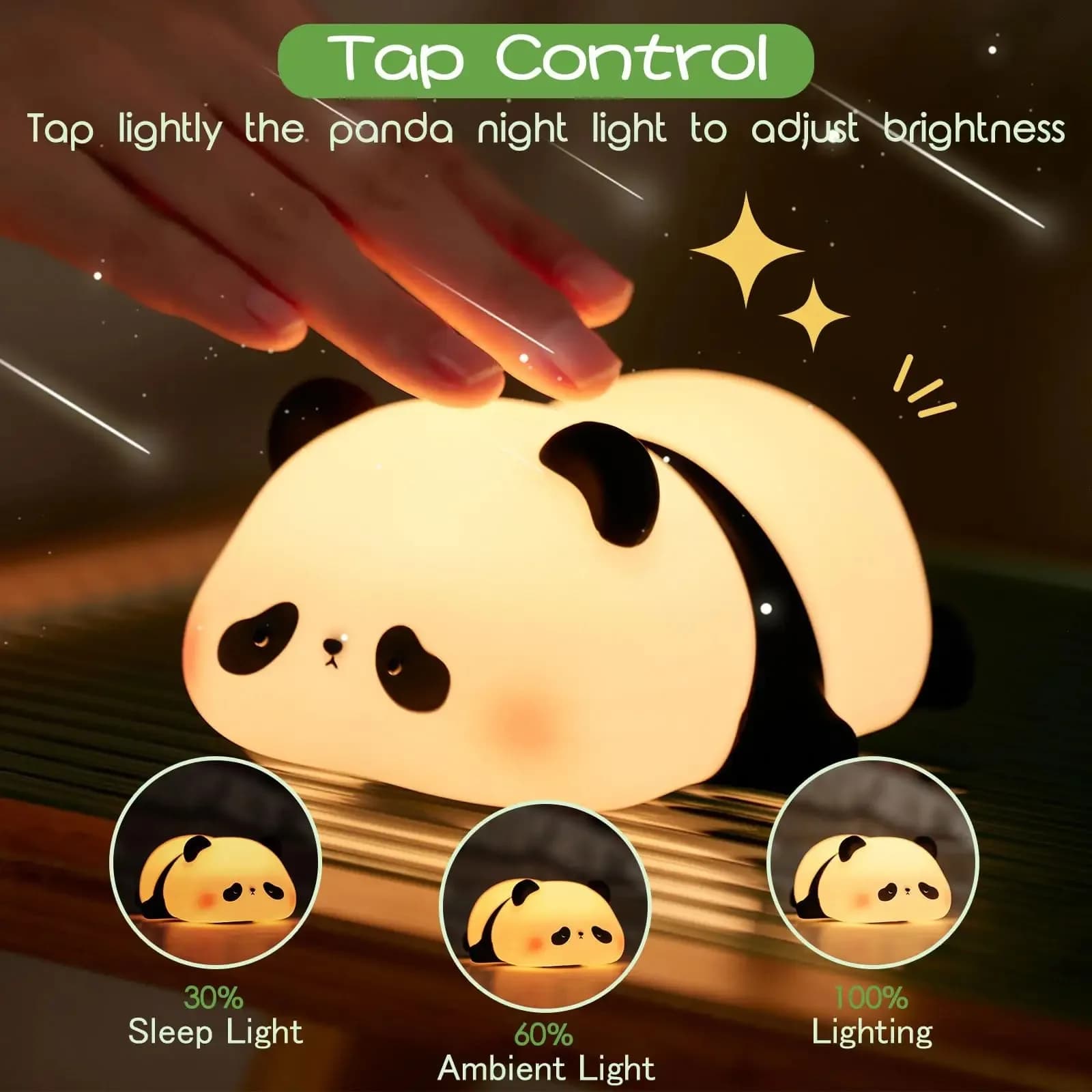 Rechargeable Sensor Touch Night Lights Nice Panda Silicone Lamp Dimmable LED Lamp Bedside Decoration Night Light for Kids Birthday Gift