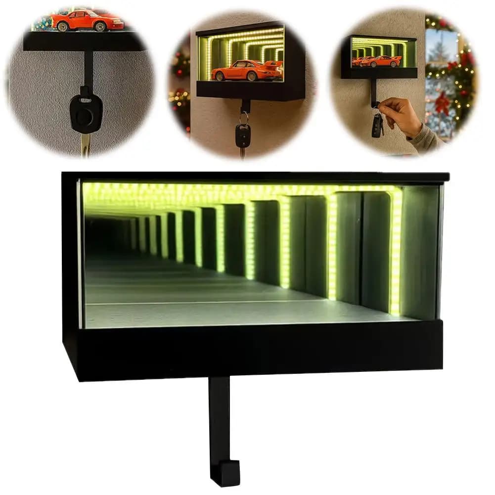 Portachiavi per garage per auto (auto non inclusa) Organizzatore di chiavi con luce a LED, novità portachiavi per porta, appartamento, ingresso domestico