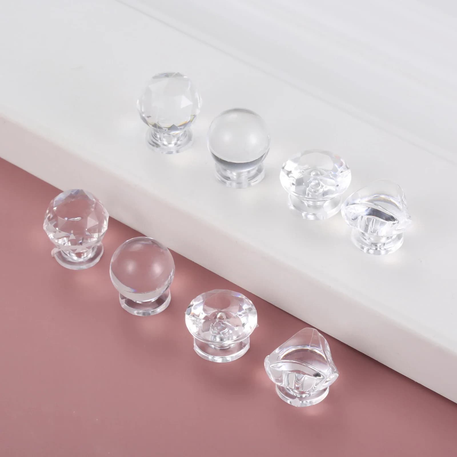 10 pezzi mini manopole acriliche rotonde trasparenti maniglia per porta in vetro di cristallo con diamanti maniglia per armadio da cucina cassetto decorazioni per la casa ferramenta per mobili