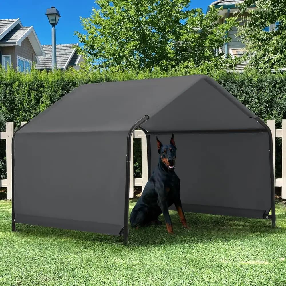 Tenda Parasole per Cani da Esterno 4'x4'x3' per Cani di Taglia Grande o Media, Cuccia Esterna per Animali Domestici da Sole e Pioggia o per Bestiame, Maiali, Gatti con Rivestimento Impermeabile