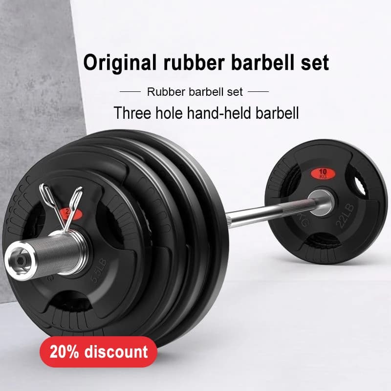 Weightlifting Three Hole Grab Piece Fitness Bag Rubber Cast Iron Barbell Piece Abdominal Equipment Large Hole Barbell Piece