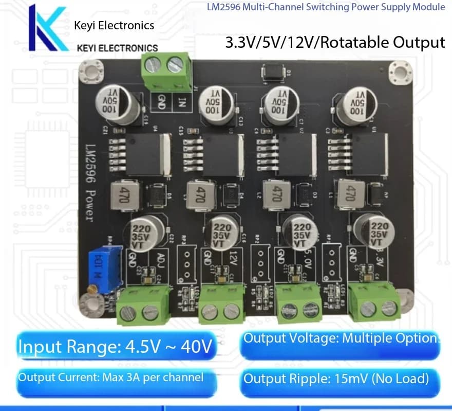 LM2596 Multi-Channel 3A DC-DC Step-Down Power Supply Module 3.3V/5V/12V/ADJ Output for Arduino
