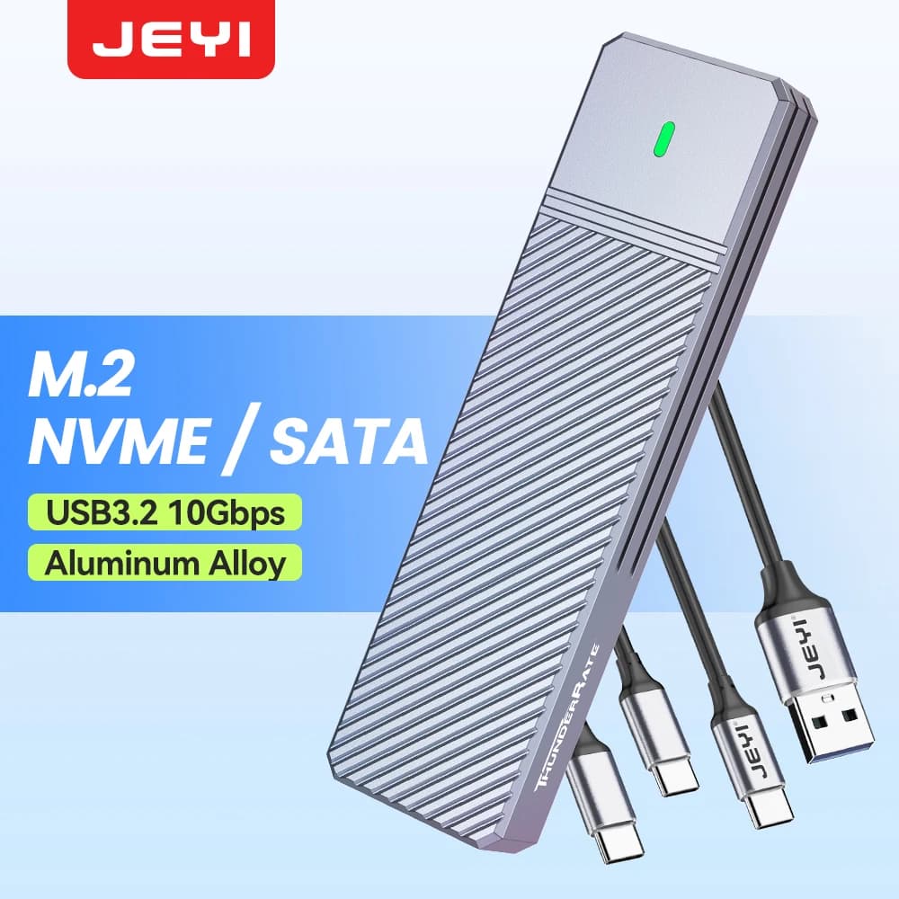 Custodia SSD JEYI M.2 NVMe SATA Doppio protocollo Custodia SSD Adattatore PCIe USB 3.2 da 10 Gbps Custodia esterna Supporta tasti M e B&M