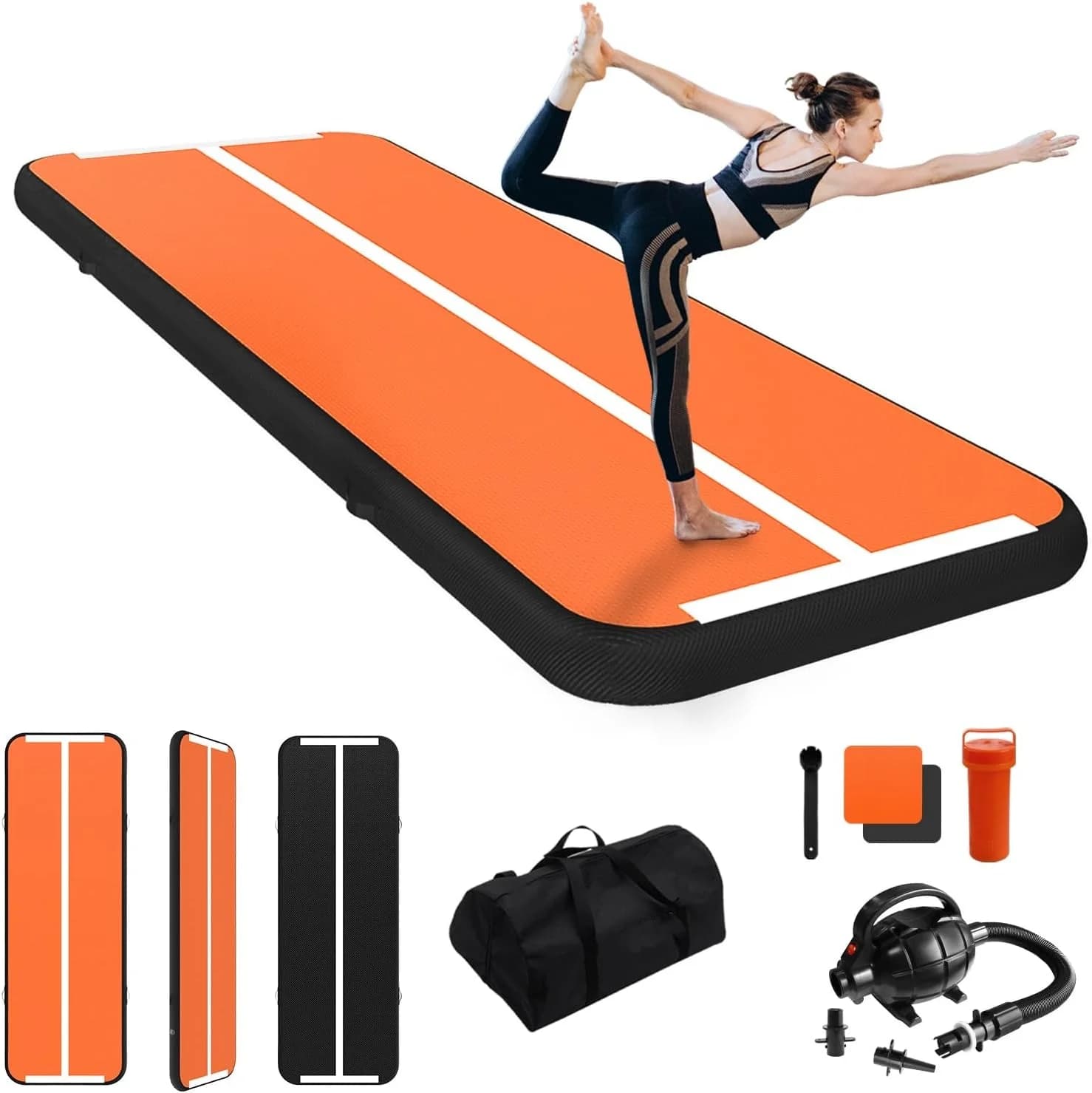 Tappetino Gonfiabile per Ginnastica e Acrobazie con Pompa Elettrica per Allenamento Domestico e Yoga, Colore e Dimensioni Personalizzabili