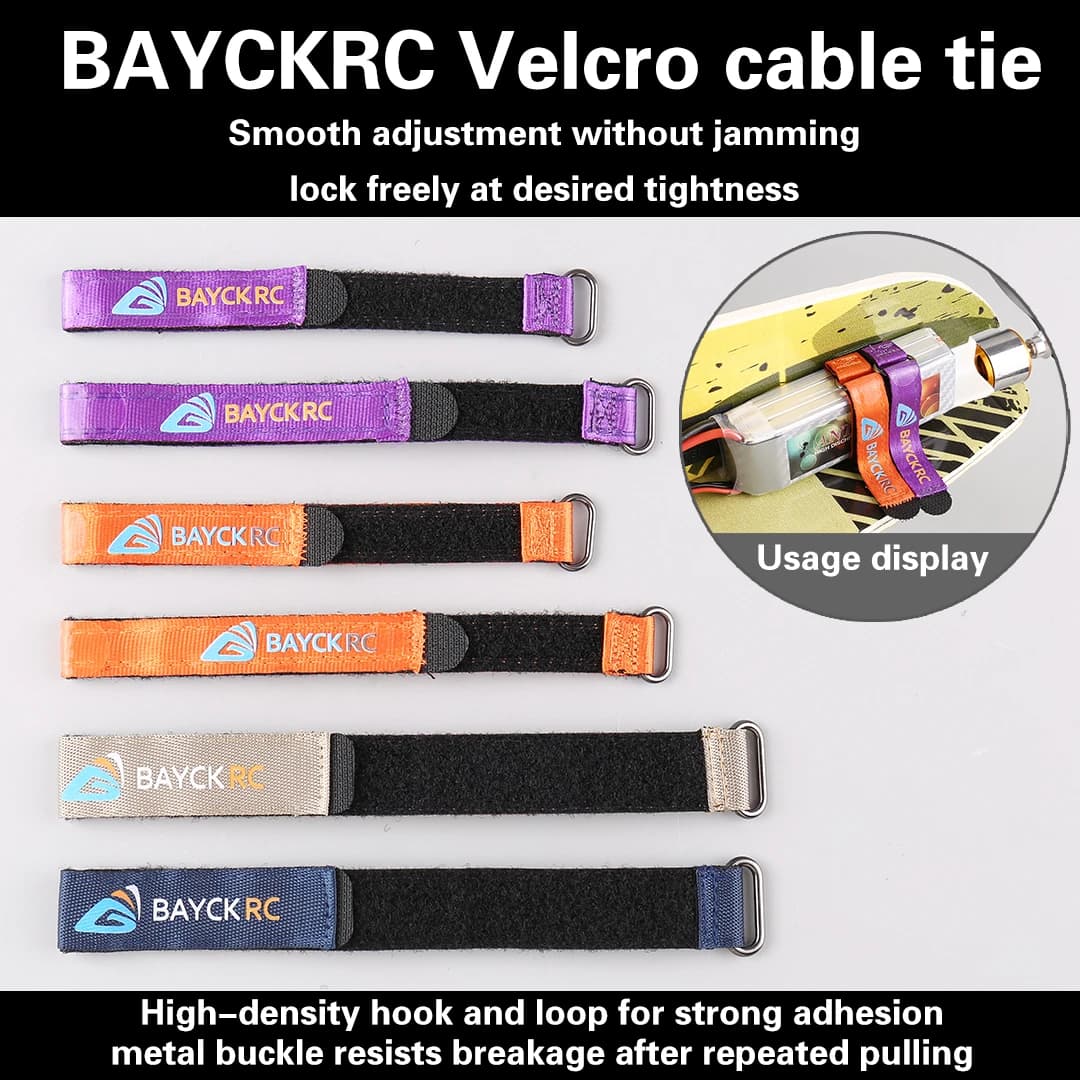 BAYCKRC Anti-Slip Battery Strap for FPV Racing Drone RC Fixed Wing with Metal Buckle Reusable Magic Hook Loop Tie down Belt
