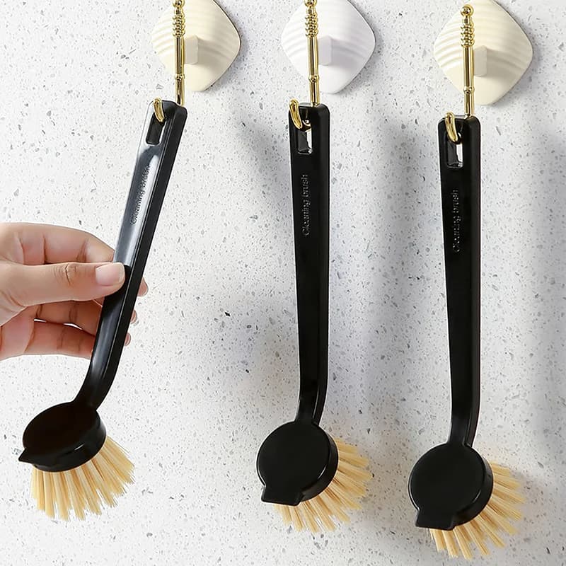 1 pz spazzola per pentole spazzola per piatti senza olio manico lungo pentole spazzola per pulizia spazzola per lavare i piatti spazzola da cucina padella per pulizia della cucina