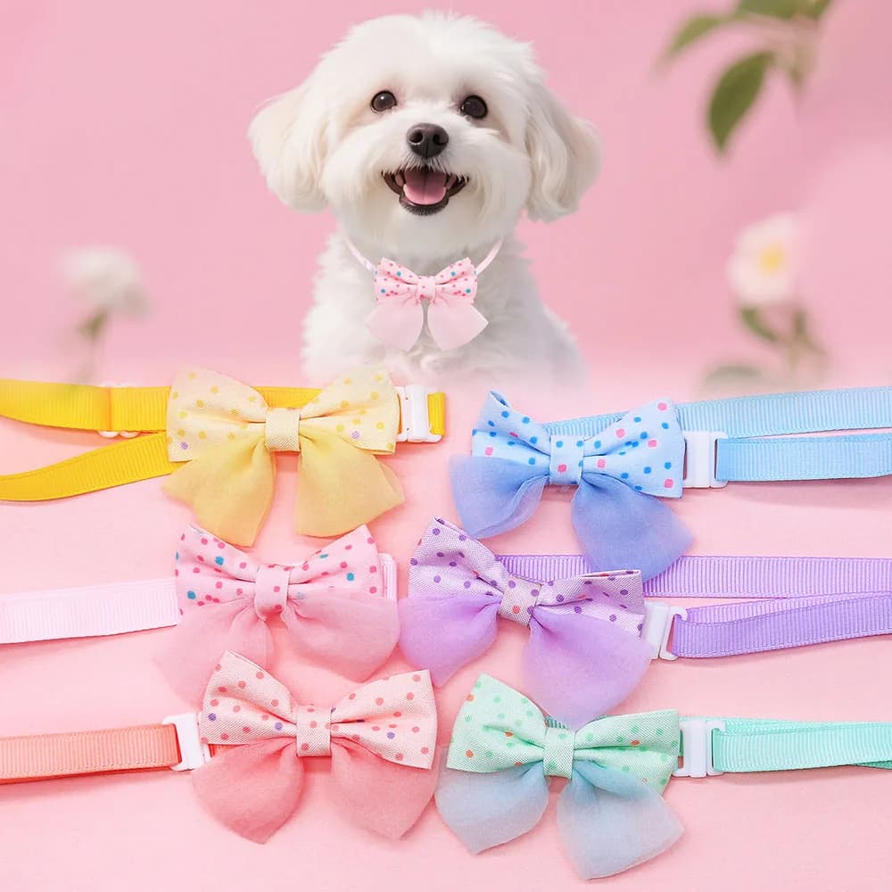 5 pezzi colorati regolabili papillon per cani stile pois papillon per cani collari lavabili accessori per toelettatura animali domestici per cani e gatti