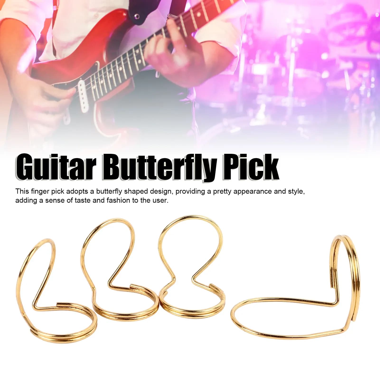 Accessorio per strumento plettro per pollice per chitarra in metallo da 4 pezzi con plettro per dito a farfalla per giocare
