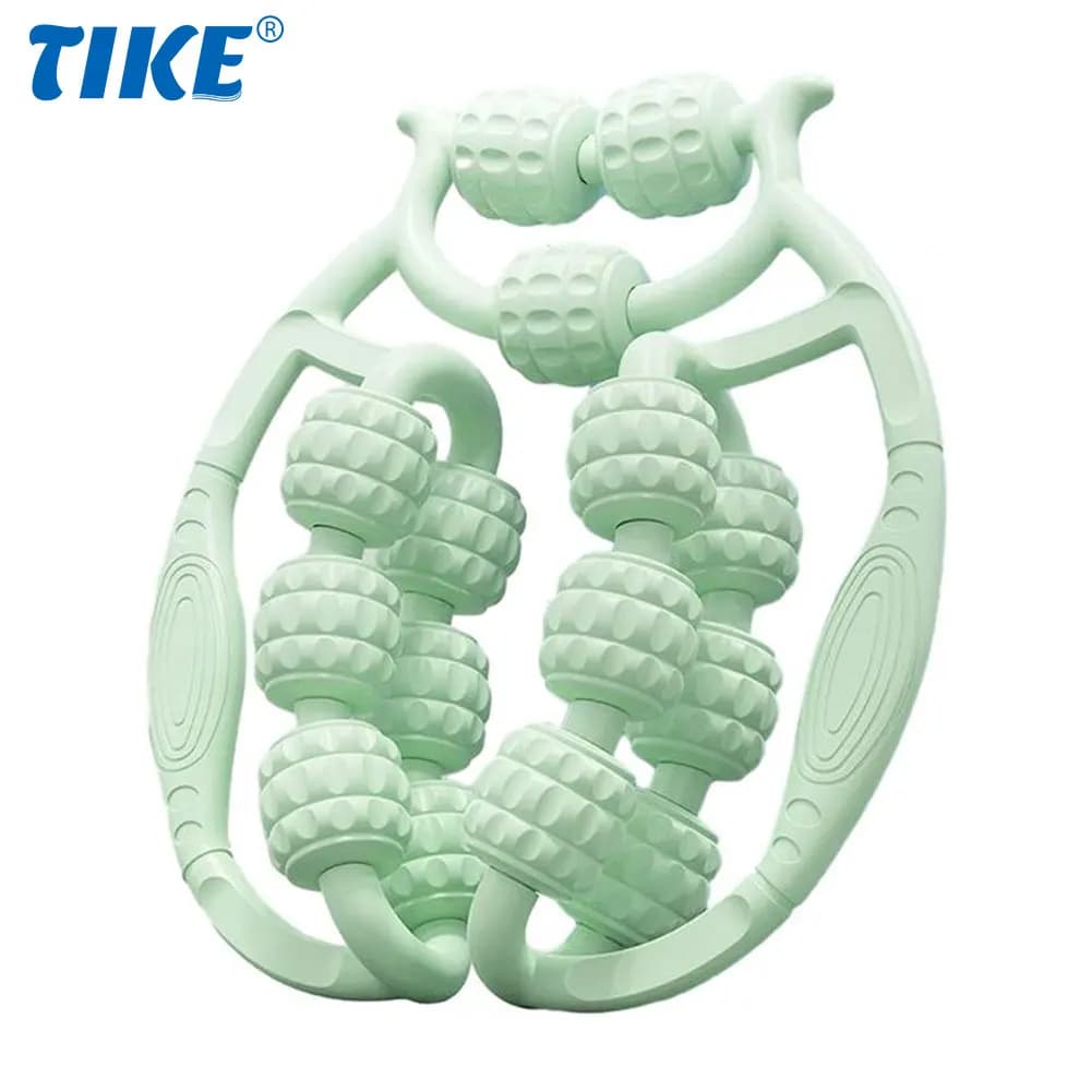 Muscle Roller Trigger Point Massage Roller Stick for legs, arms, tennis elbows, 15-wheel anti-cellulite roller to alleviate deep tissues