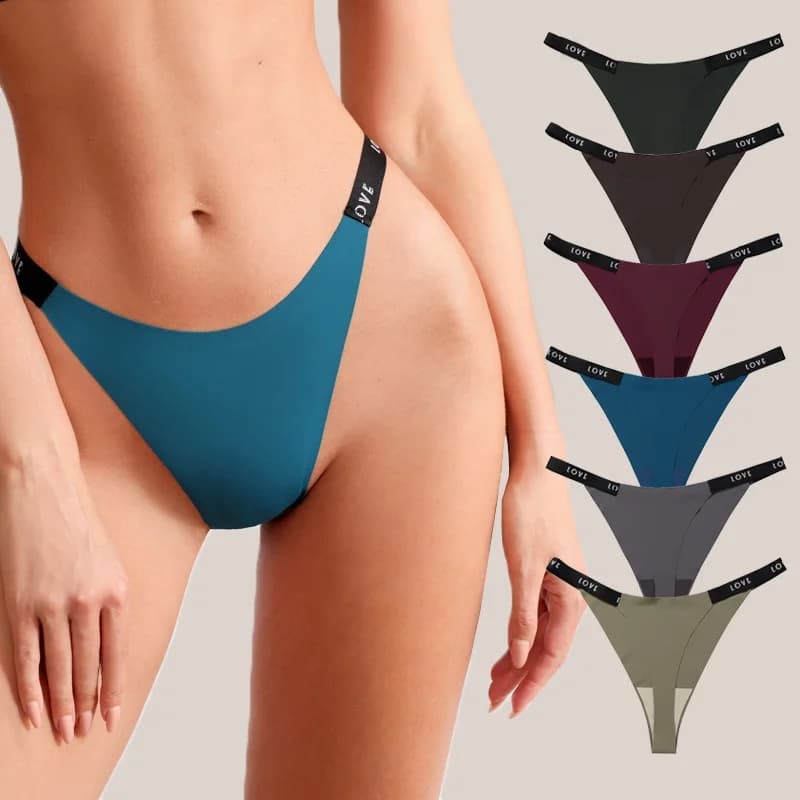 Sexy Seamless plus Size Ladies Tback Underwear mid Waist Sport Style Flat Panty Quick Dry Ice Silk Color Young Women