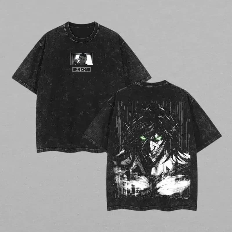Summer Men's Washed T Shirt with Allen Jagger Print 100% Cotton T Shirt Suitable for Anime Theme Parties and Casual Occasions