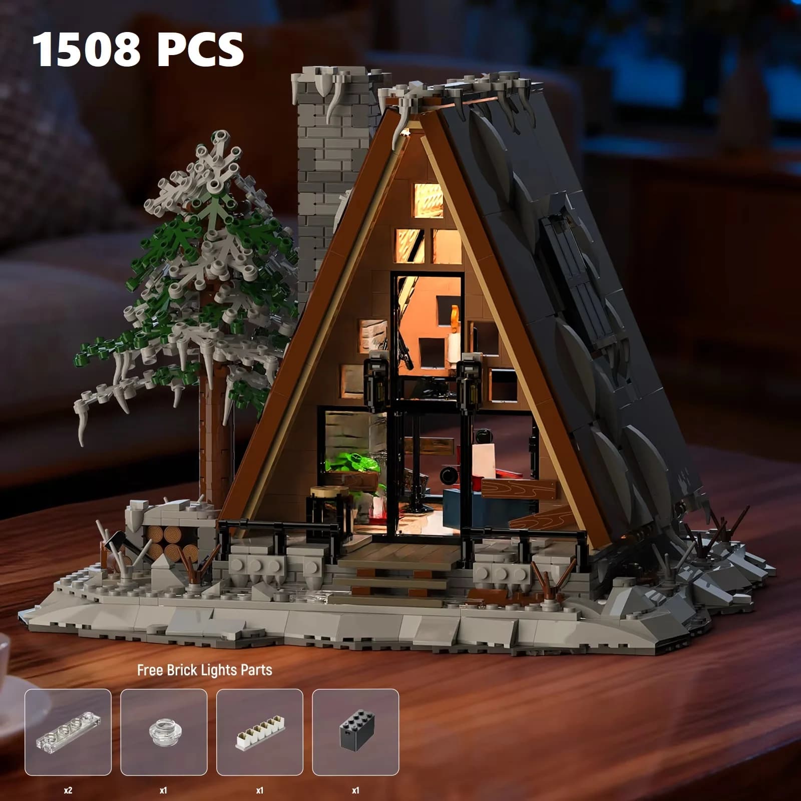 Set di Costruzioni MOC 1508 Pezzi, Cabina Invernale con Tetto a Falda, Modello NO.66151, Giocattolo Educativo per Bambini, Regalo di Natale, Ornamento