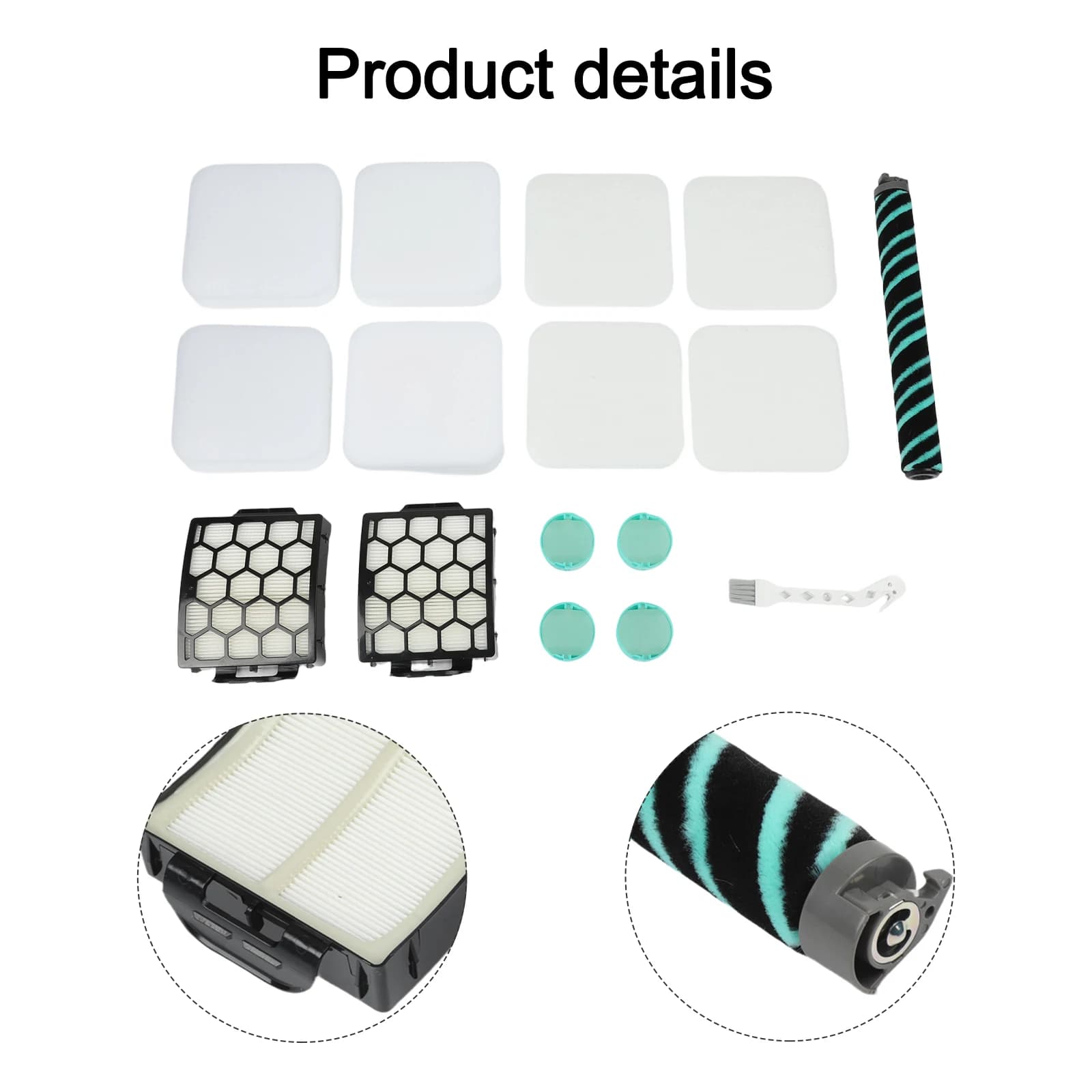 Brush roller and spare filter for Shark LA802 Detect Pro for Lift-Away vertical vacuum cleaner, including 2 HEPA 4 foam felt filters