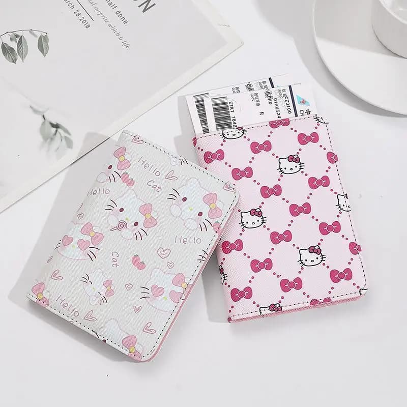 Porta Passaporto Anime Sanrio Hello Kitty, Organizzatore Documenti da Viaggio, Custodia Impermeabile per Protezione ID, per Donne, Porta Passaporto Portatile
