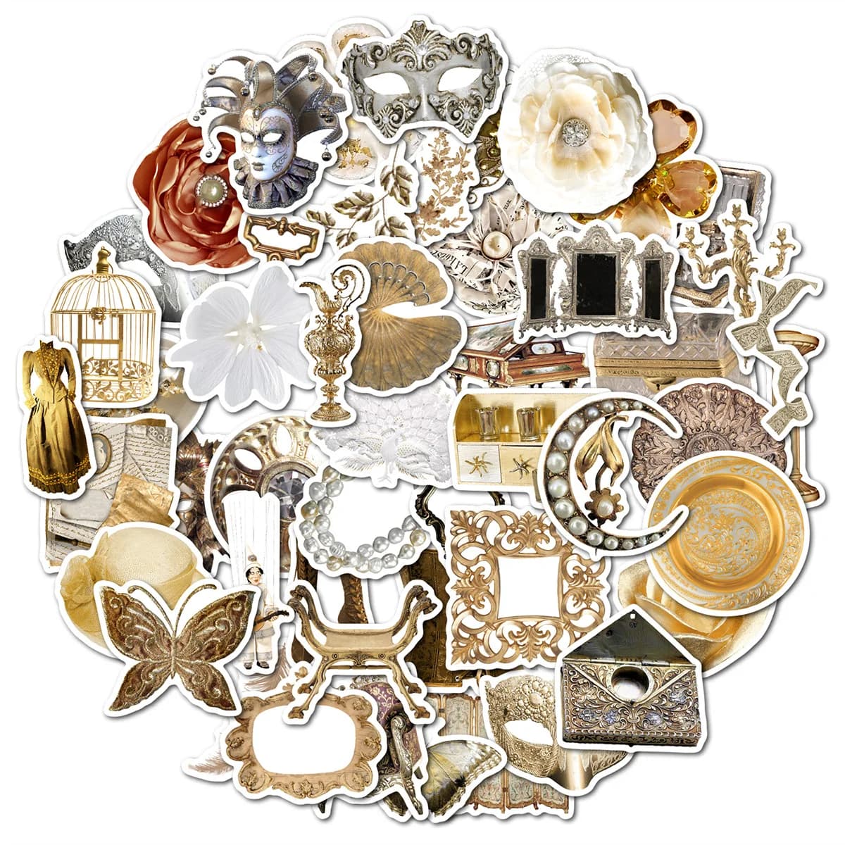 Set di 50 Adesivi in PVC Impermeabili per Decorazione di Tazze, Telefoni, Laptop, Stile Court, Autoadesivi per Fai-da-Te e Scrapbooking