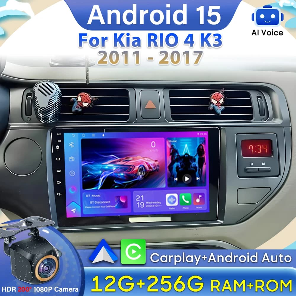 Autoradio Video Carplay per Kia RIO 4 K3 2011 2012 2013 - 2017 Android Auto Navigazione GPS Monitor per auto Bluetooth No 2din 4G Wifi