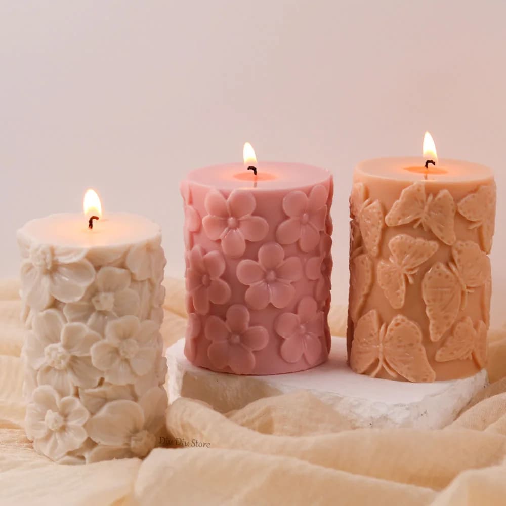 Fiore Farfalla Colonnare Stampo per candele in silicone Onde fai da te Sapone Resina Strumento per la produzione di gesso Geometria Stampo per cioccolato Decorazioni per la casa Regalo