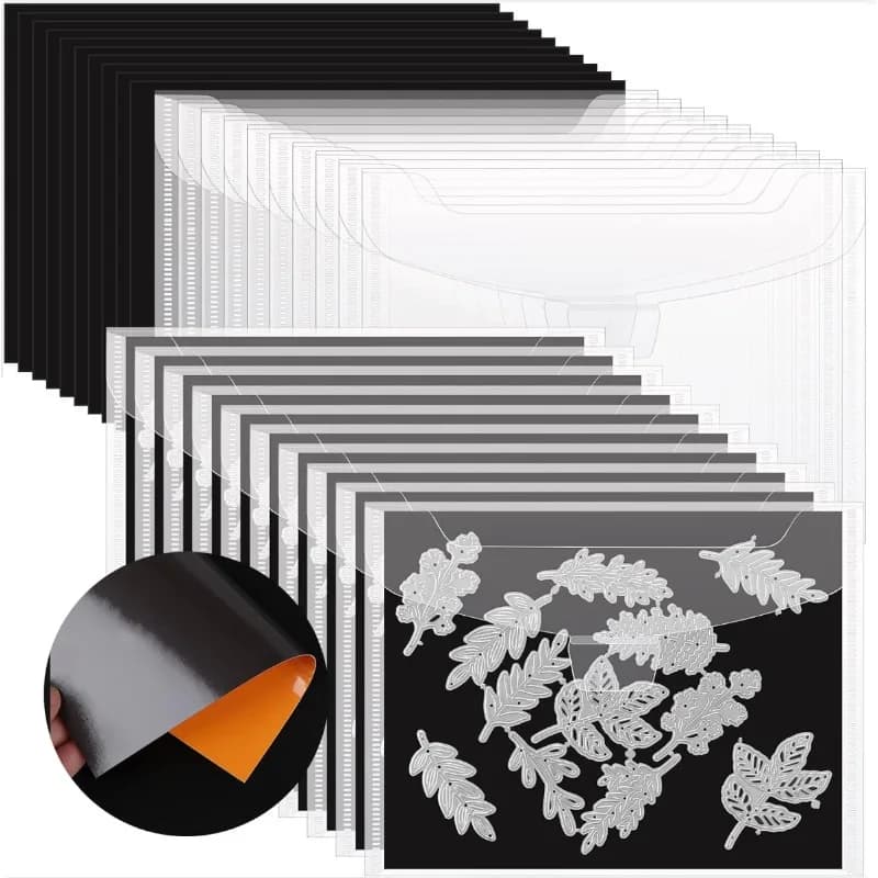 20 Pcs Stamp and Die Storage Bag and 20 Pcs Rubber Magnetic Sheets Die Storage Set for Storage Die Cutting DIY Scrapbooking