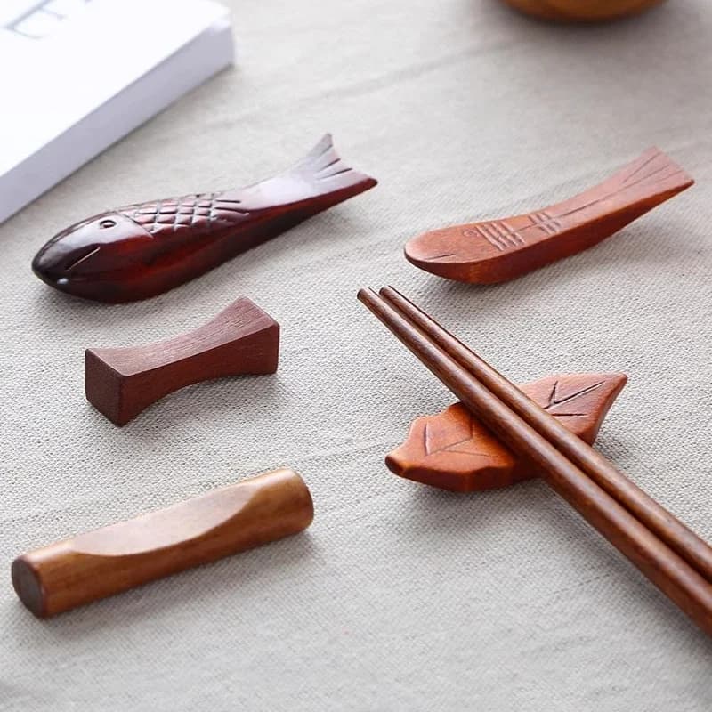 1 pz Poggia Bacchette in Legno Massello Stile Cinese, Supporto Creativo per Bacchette, Cuscino per Bacchette in Legno Massello, Utensili da Tavola in Legno