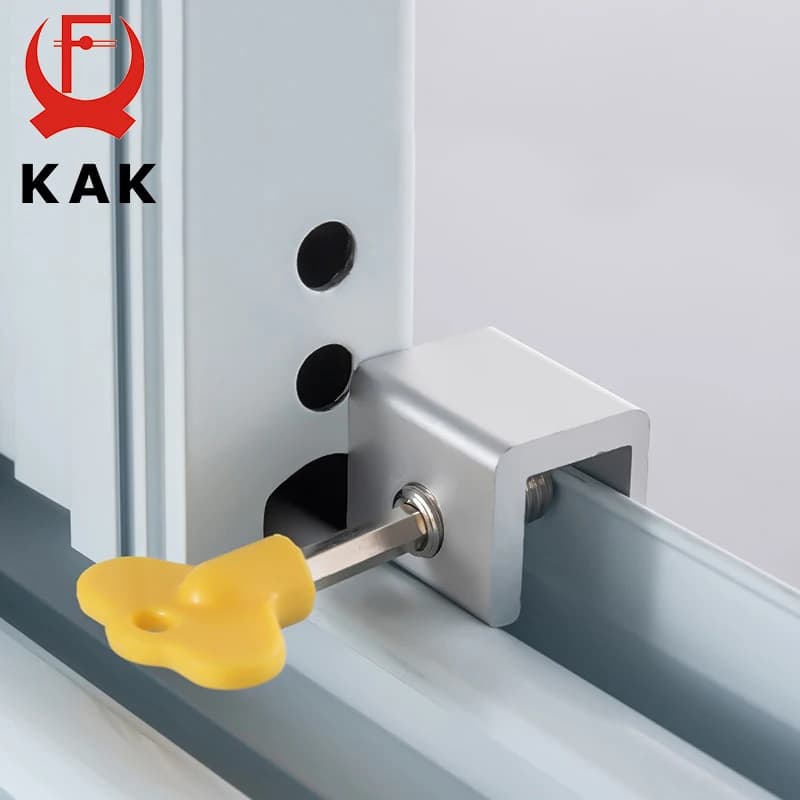 KAK Adjustable Window Lock Stopper Safety Locks for Kids and Pets Anti-theft Door Lock Non Punch Sliding Window Lock Hardware