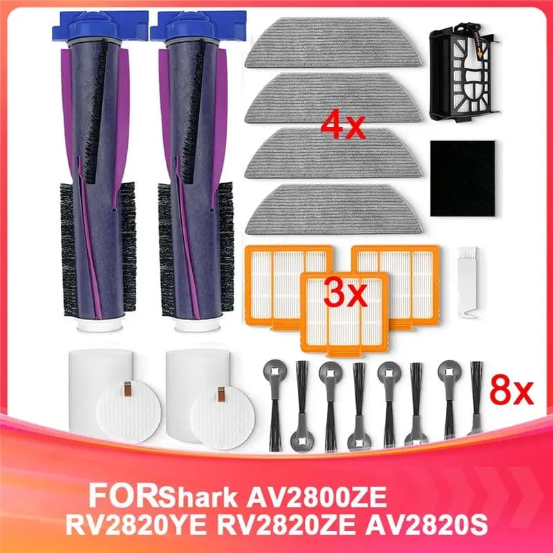 ABSJ-Pezzi di ricambio per Shark AV2800ZE RV2820YE RV2820ZE AV2820S Kit di accessori con spazzola principale, panni, filtro, spazzole laterali