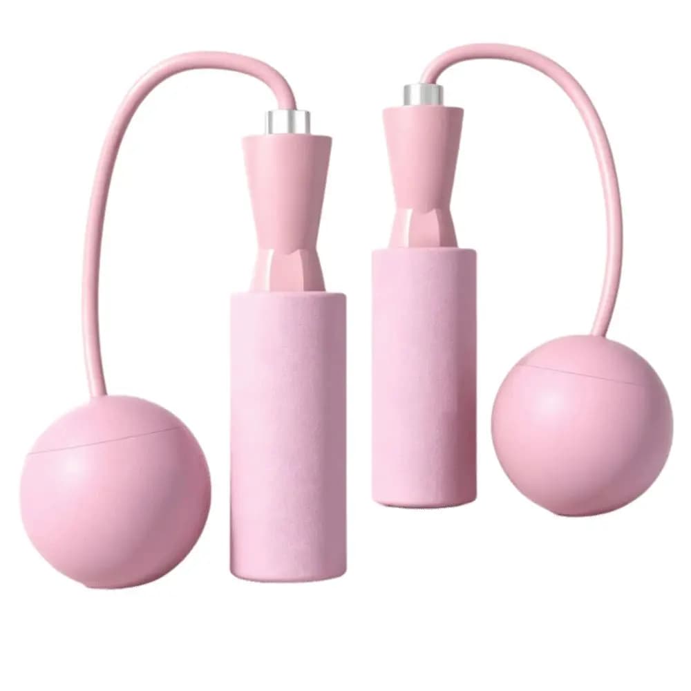 PVC Rope Material Cordless Jump Rope Blue Pink Color Option TPR Weighted Balls Weighted Jump Rope Weighted Ball Design