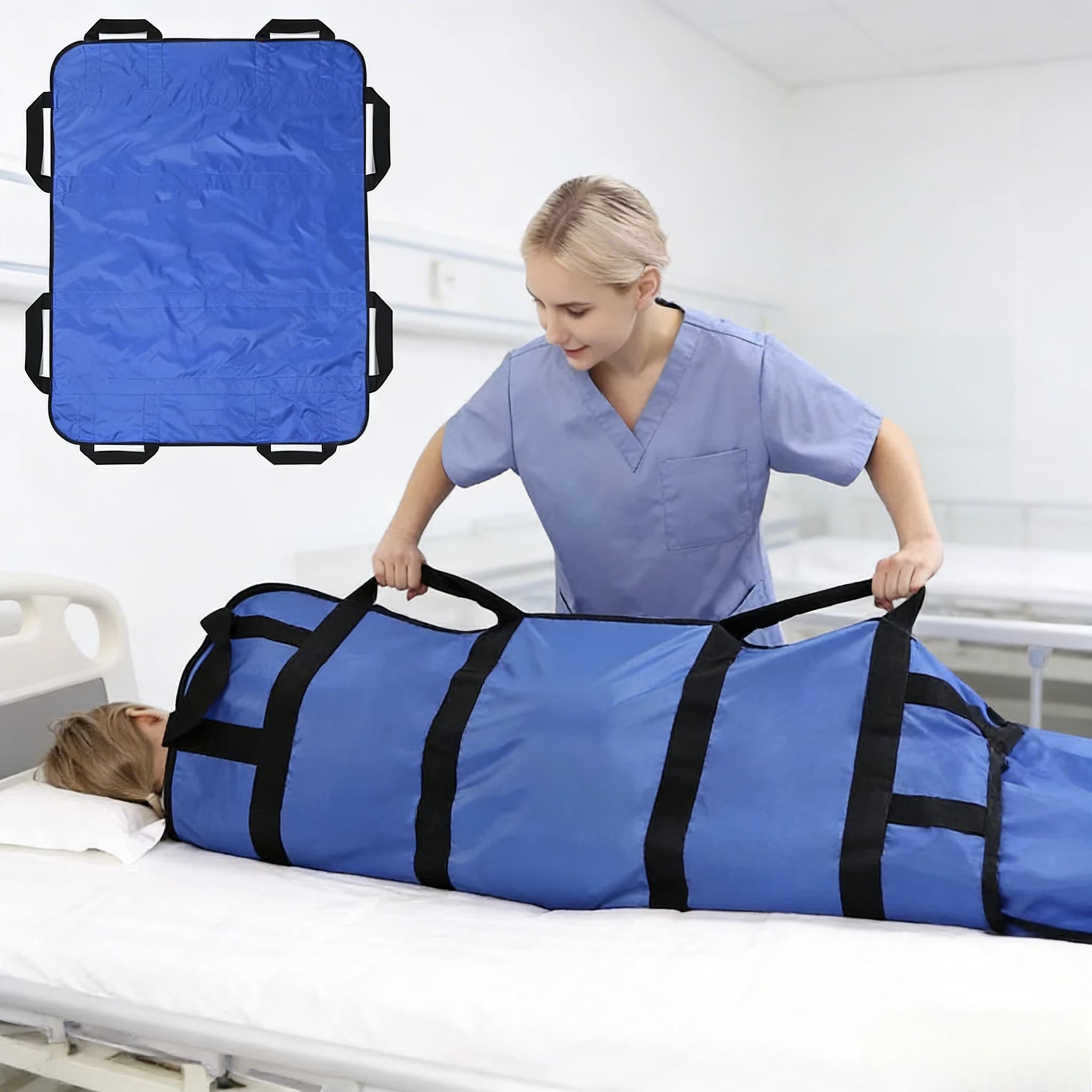 Telo di Trasferimento Pazienti per Anziani e Disabili, Imbottitura Letto per Sollevamento Sicuro, Spostamento e Posizionamento Assistito