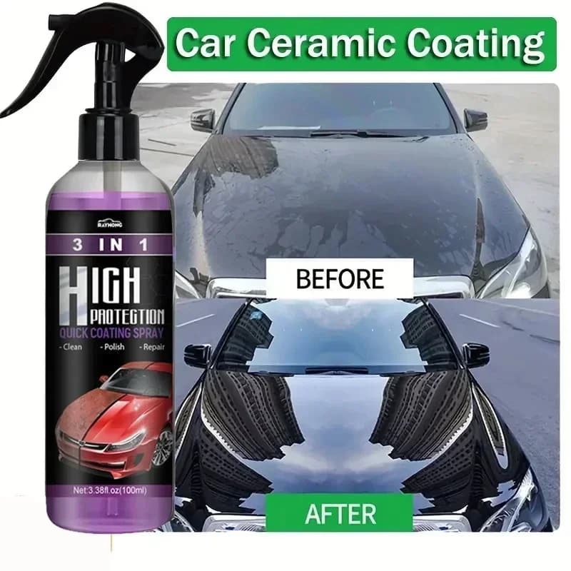 Spray per rivestimento ceramico 3 in 1 per auto 100ml, strumento per lucidatura e ceratura ad alta protezione, spray sigillante per lucidatura rapida.