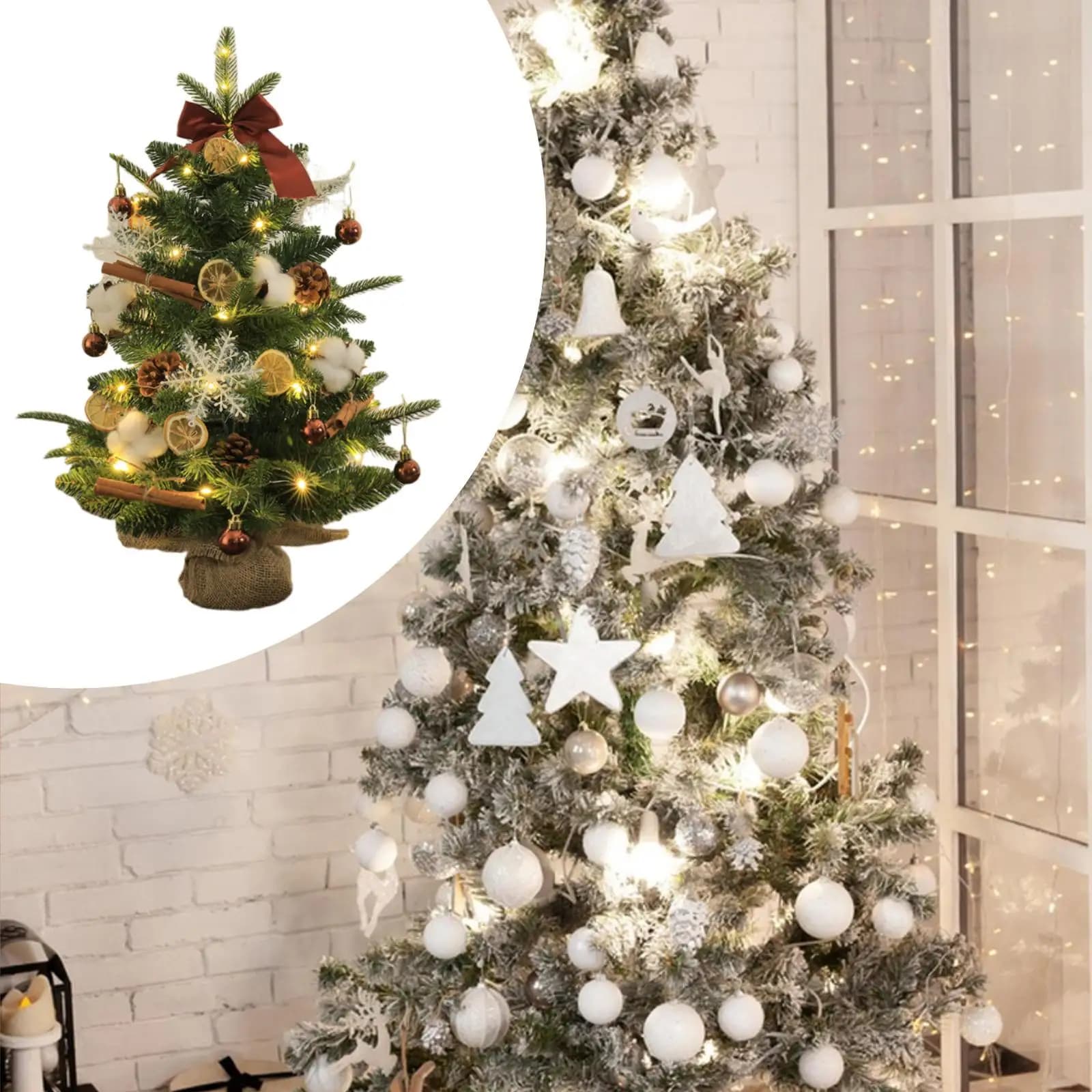 Tabletop Christmas Tree with Lights Simulation Fake Plant Desktop Xmas Tree for Party Home Decoration Front Porch Living Room