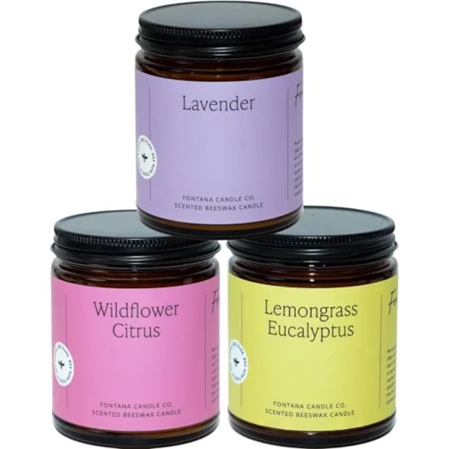 Candela decorativa primaverile con stoppino in legno, miscela di cera d'api e olio di cocco, oli essenziali naturali, non tossica, combustione pulita per oltre 35 ore.