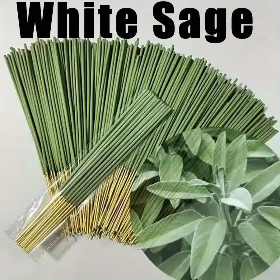 10/50/172 Supports Long-Lasting White Sage Incense - Natural Bamboo Incense Sticks, Elegant Green, Suitable for Home, Yoga, Meditation, Holiday Decoration - Ideal for Halloween, Christmas, Thanksgiving, Hanukkah, Easter - Essential for Spiritual Purification and Yoga Studios, Smooth Design
