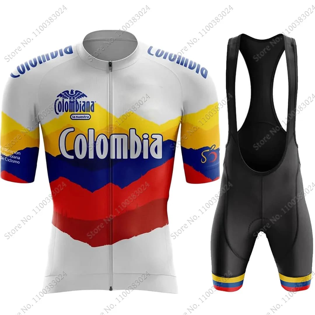 2024 Colombia National Team Cycling Jersey Set summer clothing street bike shirts cycling pants with MTB Ropa Maillot straps