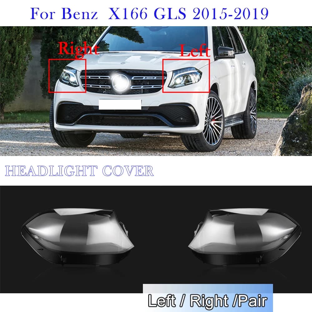 Auto Faro di Vetro Per Mercedes-Benz X166 GLS 2015-2019 Faro Trasparente Borsette Plexiglass Copriobiettivo Accessori Auto