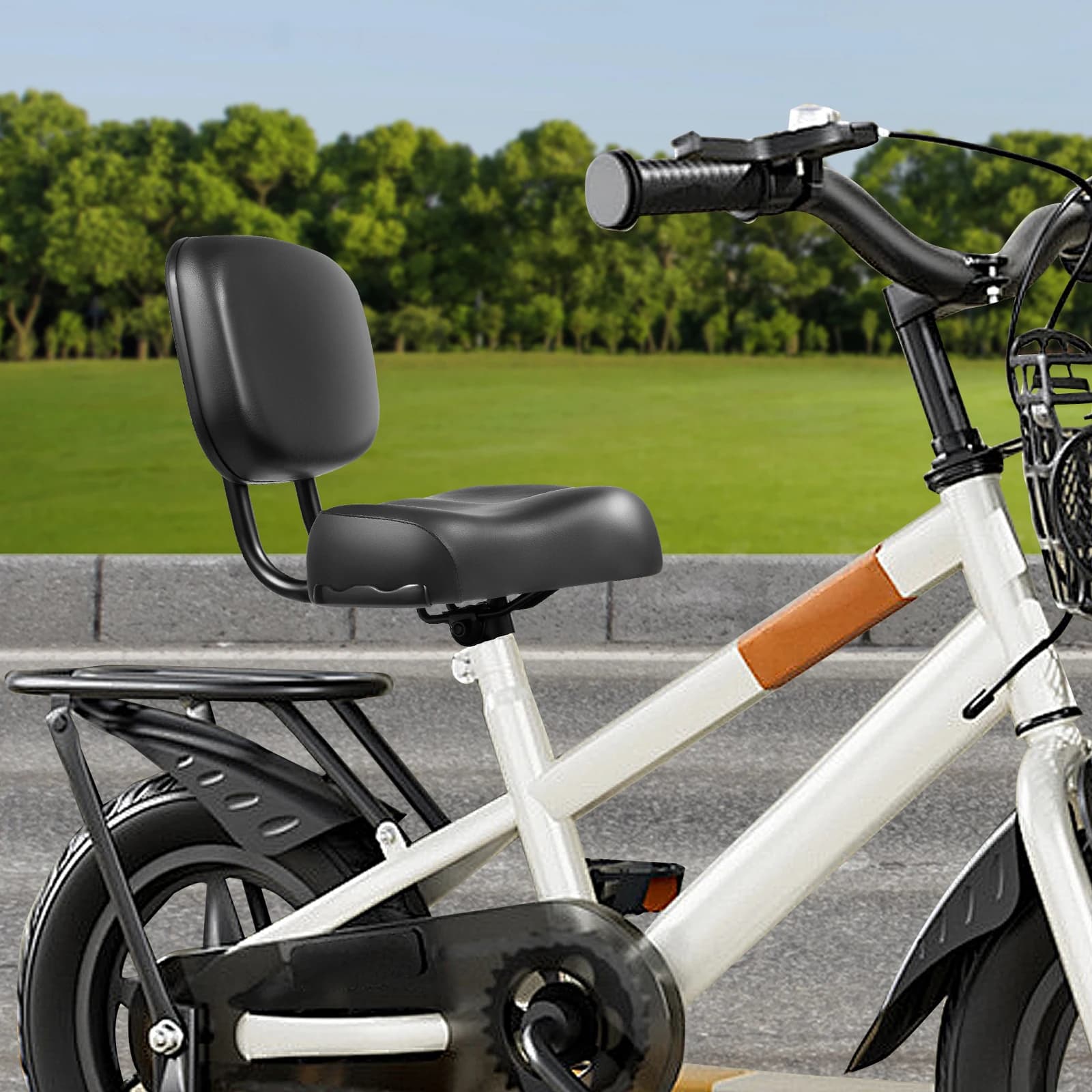 Sedile per triciclo nero con schienale Sedile per triciclo extra largo con supporto per la schiena Cuscino per sedile per triciclo Altezza regolabile