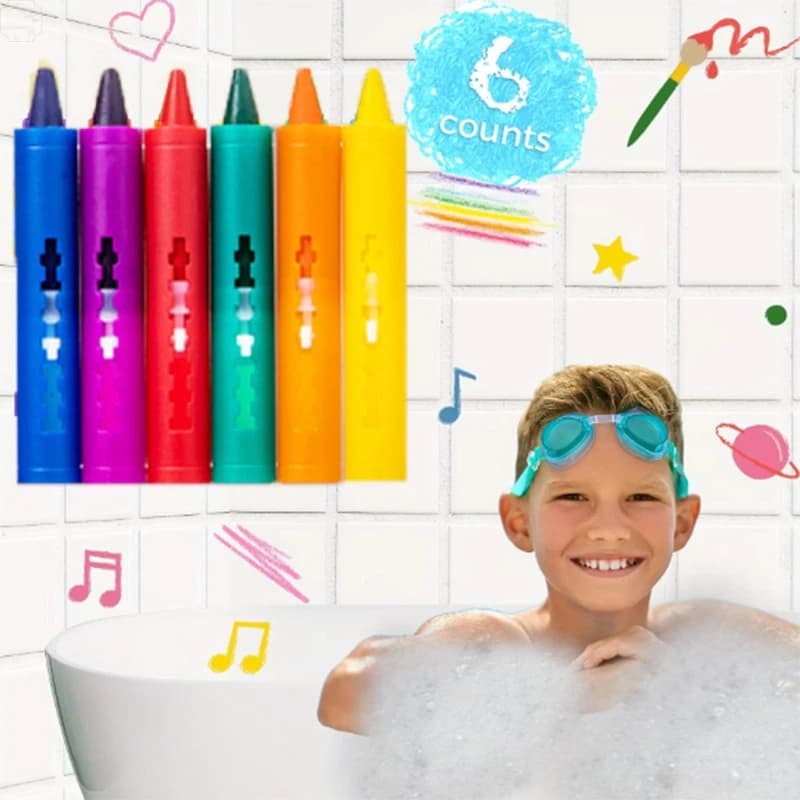 Kit di pastelli lavabili per il bagno – Pennarelli vibranti per vasca da bagno per bambini, facili da pulire, divertenti accessori per arte e artigianato sotto la doccia