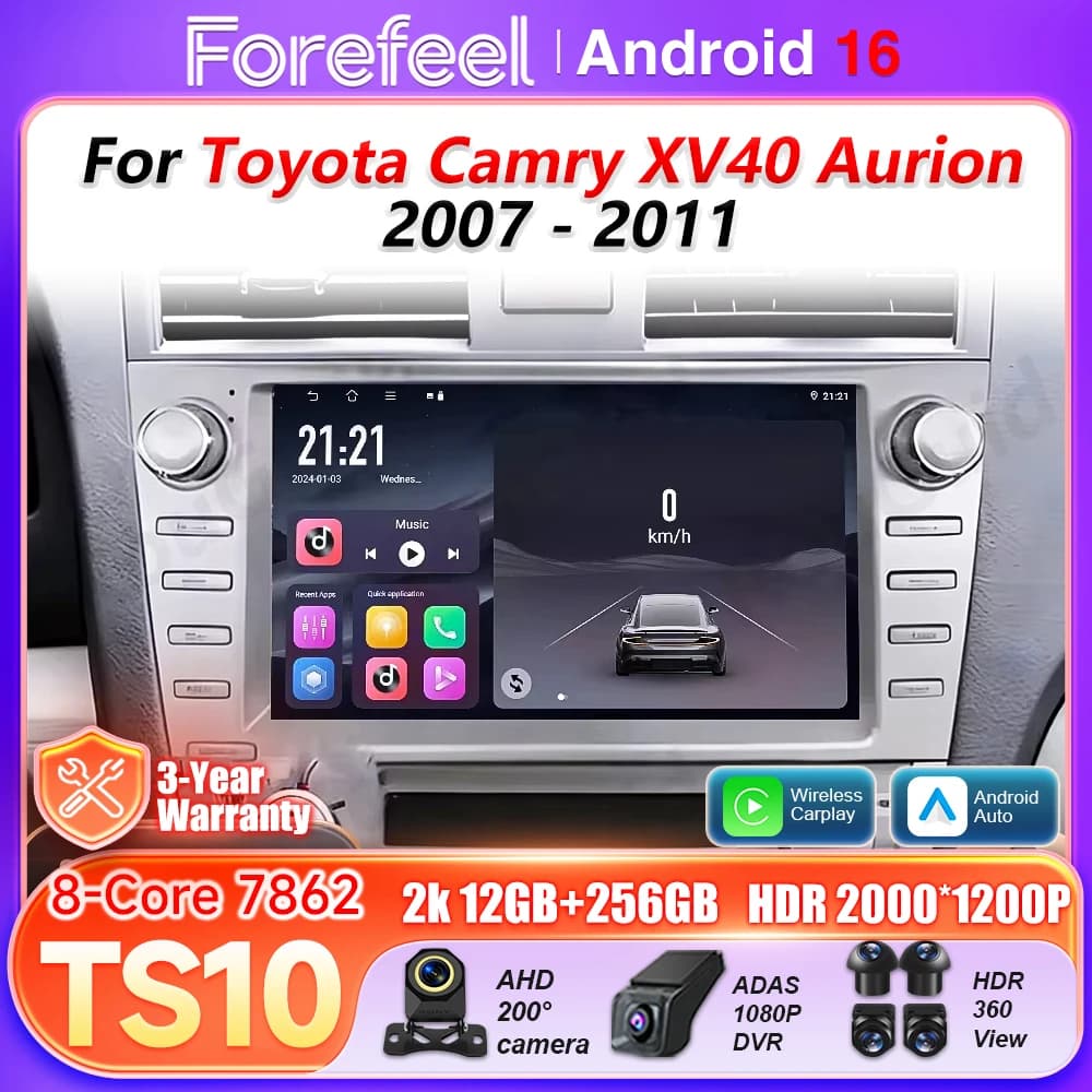 Android 15 Car Stereo Per Toyota Camry XV40 Aurion 2007 - 2011 2 No 2din DVD Auto Multimedia Stereo Lettore di Navigazione GPS 5G BT