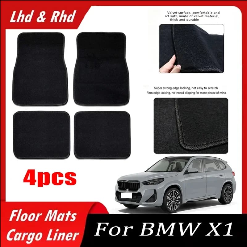 4pcs Car Floor Mats All-Weather Easy To Clean Durable Anti-Slip Interior Protection Floor Liners For BMW X1 Accessories
