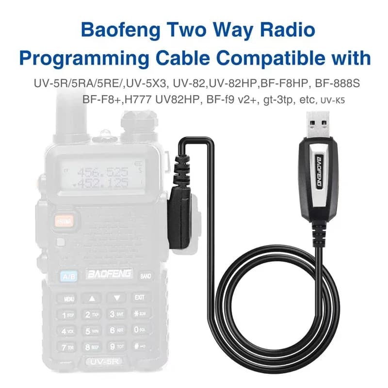Cavo di programmazione USB con CD per Baofeng UV-5R/82/888S/UV-S9PLUS/UV-13/16/17/21 Pro e Quansheng UV-K5/5R Plus Walkie Talkie