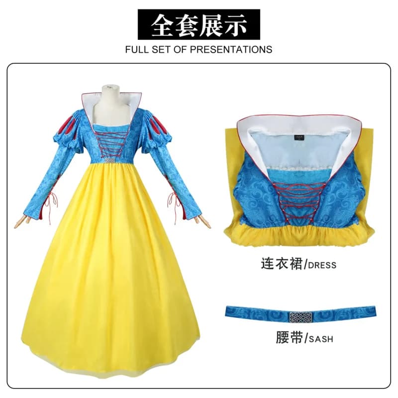 Costume cosplay da neve Carnevale di Halloween Festa di compleanno Abito da ballo Principessa con cintura Abito alla moda