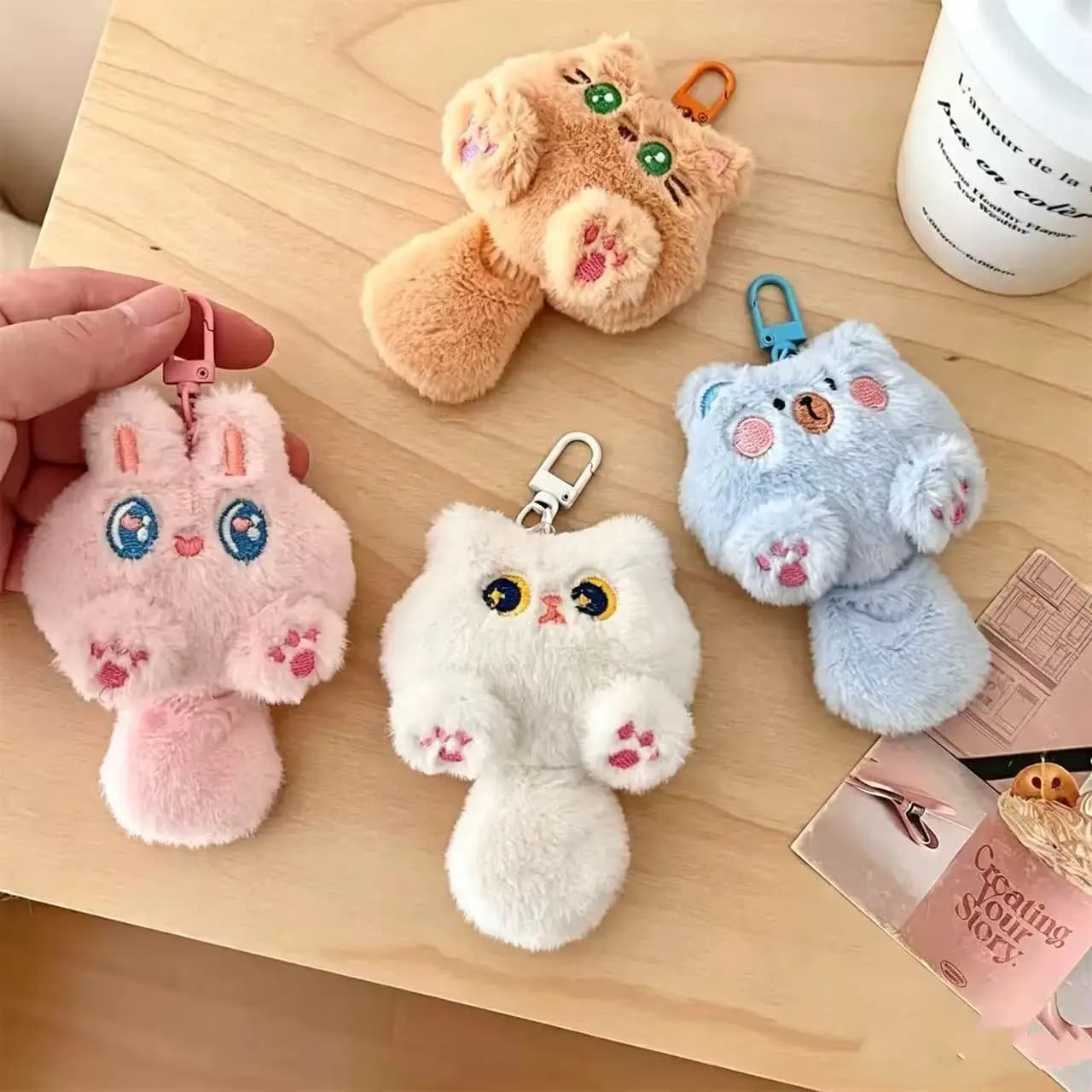 Cute Plush Cartoon Cat Doll Pendant Soft Cute Girl Backpack Decoration Pendant Doll Student Gift