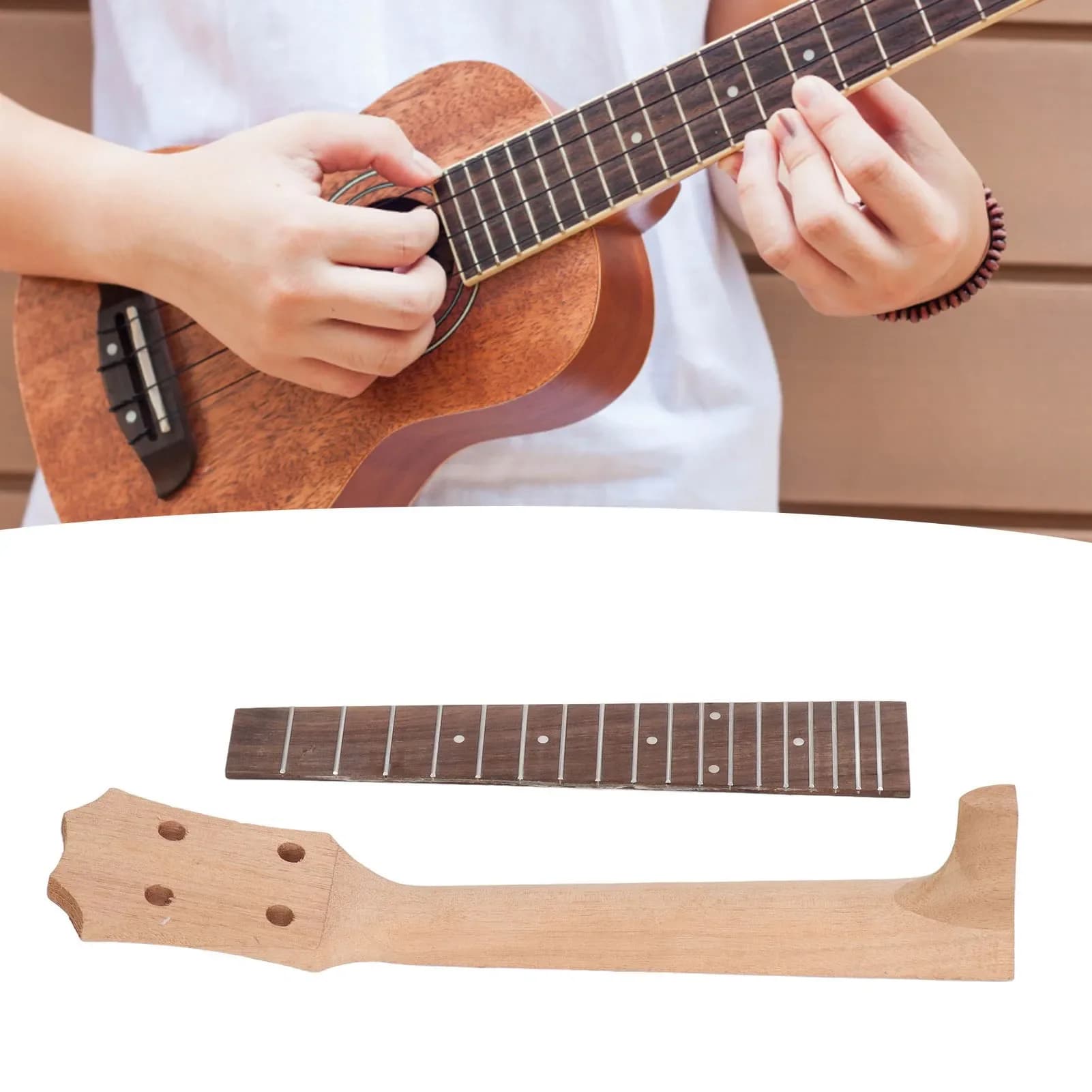 Set manico tastiera per ukulele Sostituzione tastiera in legno di palissandro Okoume per strumento musicale a 4 corde 26 pollici 23 pollici